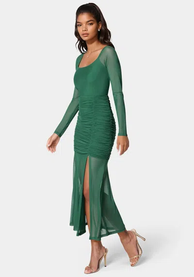 Bebe Mesh Open Back Midi In Evergreen