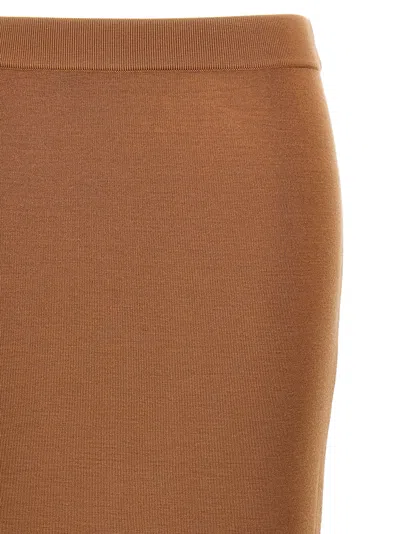Saint Laurent Ribbed Wool Midi Skirt With Elastic Waistband