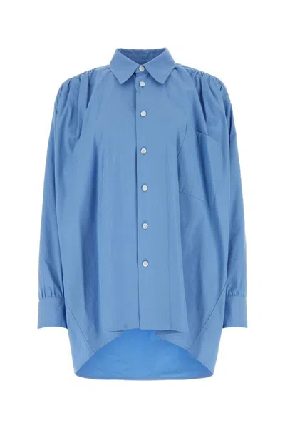 Bottega Veneta Light Blue Cotton Blend Oversize Shirt In Blue