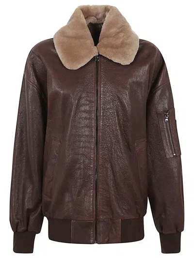 Enes Dark Brown Vivienne Leather Jacket In Brown