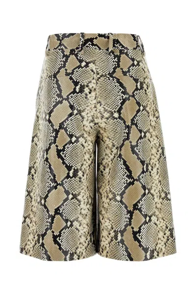 Jil Sander Printed Leather Bermuda Shorts In Multicolor