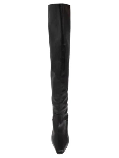 Paris Texas Leather Bettina Boots With Squared Toe In Black