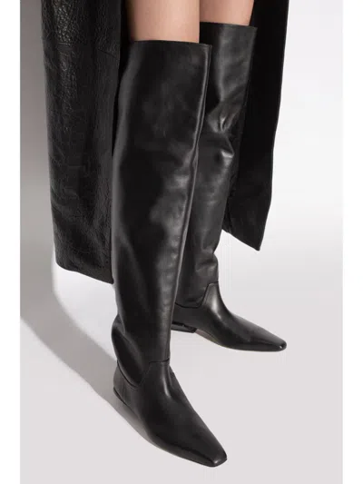 Paris Texas Leather Bettina Boots With Squared Toe In Black
