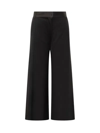 Victoria Beckham Side Panel Wool-blend Wide-leg Pants In Black