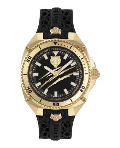 Plein Sport Mens Thunder Force Three Hand Quartz Black Silicone 47mm In Multi