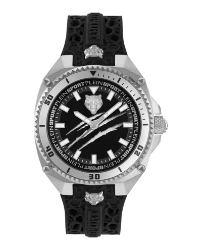 Plein Sport Mens Thunder Force Three Hand Quartz Black Silicone 47mm In Multi