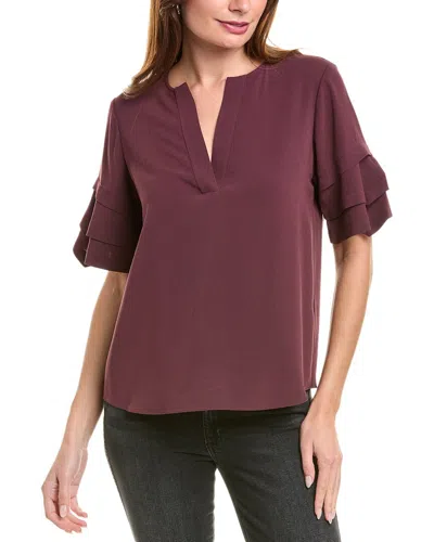 Frame Denim Tiered Ruffle Blouse In Purple