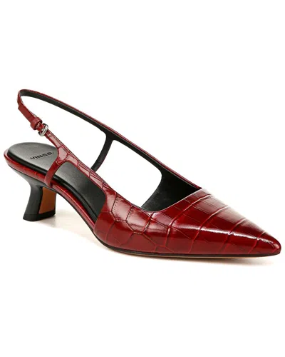 Vince Bianca Croco Kitten Slingback Pumps In Red