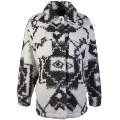 Hooey Women's Sherpa Jacket In White/black Aztec In Multi