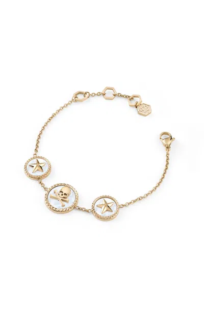 Philipp Plein Plein Mini Logo Cable Chain Bracelet In Gold