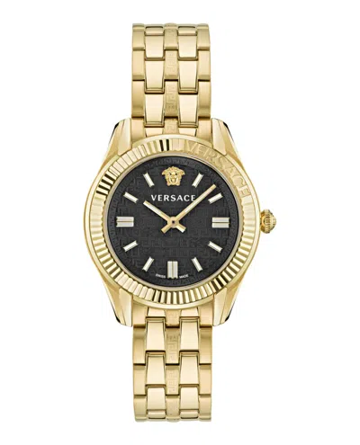Versace Women's Swiss Greca Time Gold Ion Plated Bracelet Watch 35mm In Multi