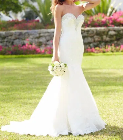 Allure Bridals Swarovski Crystal Embellished Fit And Flare Gown In Ivory/silver In Multi