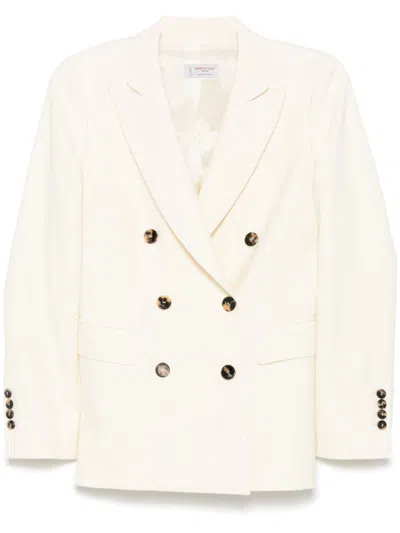 Alberto Biani Wool Double-breasted Jacket In White