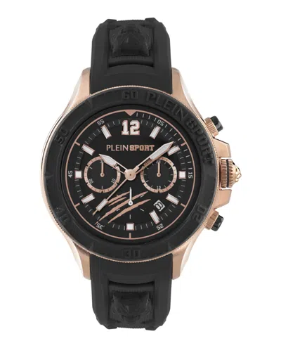 Plein Sport Mens Warrior Tech Chronograph Date Quartz Black Silicone 47.5mm In Multi