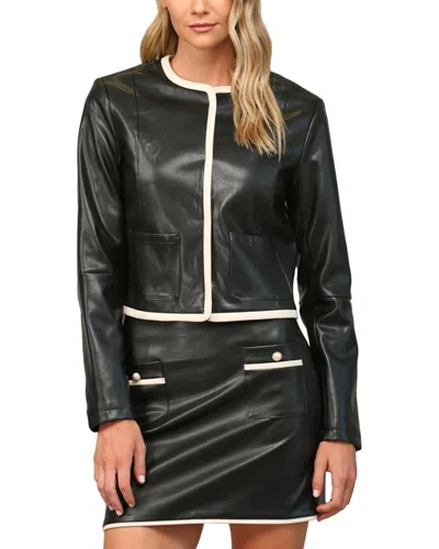 Fate Contrast Faux Leather Jacket In Black In Black