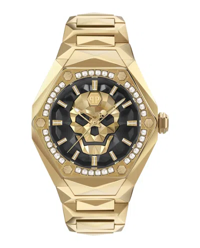 Philipp Plein Men's The Skull Spikes Gold Ion Plated Stainless Steel Bracelet Watch 45mm In Multi