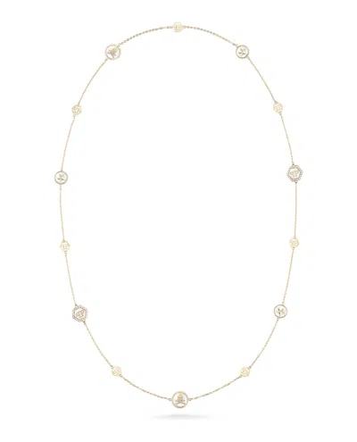 Philipp Plein Plein Mini Logo Crystal Cable Chain Necklace Woman Necklace Gold Size Onesize Stainles In Gold