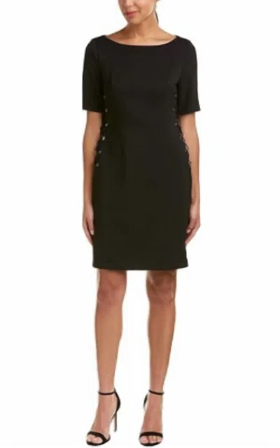 Adrianna Papell Lace Up Sheath Dress In Black In Black