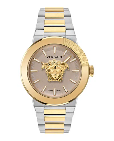 Versace Men's Swiss Medusa Infinite Two-tone Stainless Steel Bracelet Watch 47mm In Multi