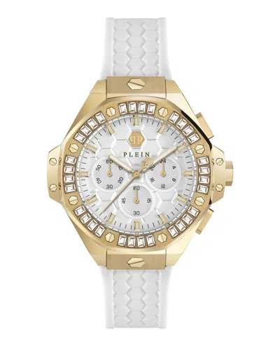 Philipp Plein Unisex Chronograph White Silicone Strap Watch 42mm In Multi
