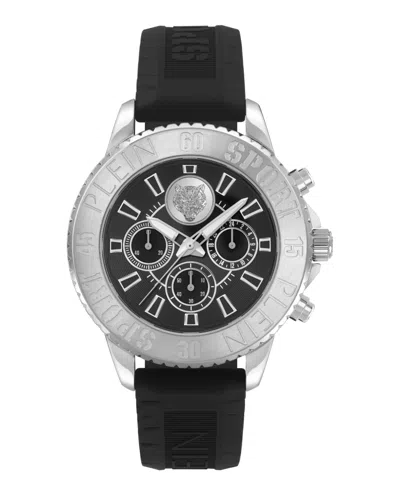 Plein Sport Mens Glam Chrono Chronograph Quartz Black Silicone 44mm In Multi