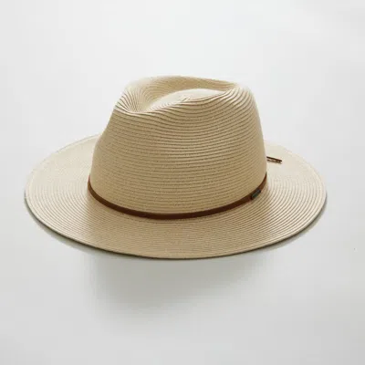 Brixton Wesley Straw Packable Fedora Hat In Tan In Multi