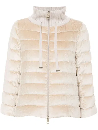Herno Resort Cape Steppjacke Aus Samt In Beige
