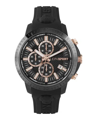 Plein Sport Men's Chronograph Date Quartz Plein Gain Black Silicone Strap Watch 43mm In Multi