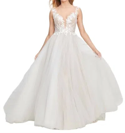 Watters Ethereal Romance A-line Dress In Ivory/bronze In Multi