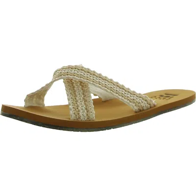 Billabong Akela Womens Woven Round Toe Slide Sandals In White