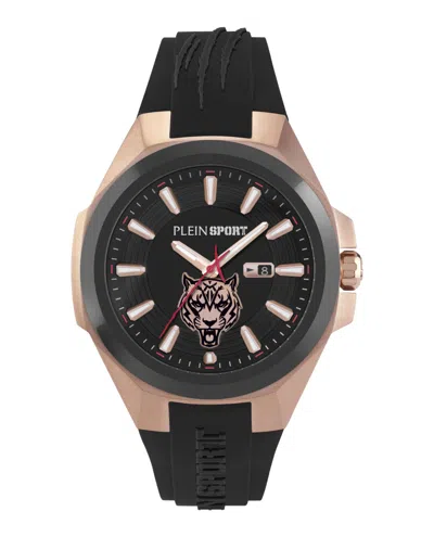 Plein Sport Mens Tigermaster Three Hand Date Quartz Black Silicone 47mm In Multi