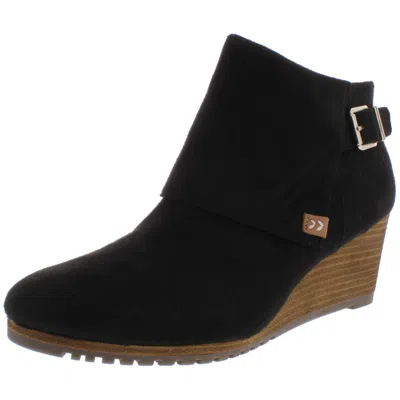 Dr. Scholl's Shoes Create Womens Suede Ankle Wedge Boots In Black