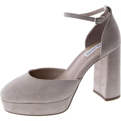 Steve Madden Truth Womens Suede Ankle Strap Platform Heels In Brown
