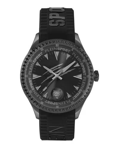 Plein Sport Mens Lineman Three Hand Quartz Black Silicone 45mm In Multi