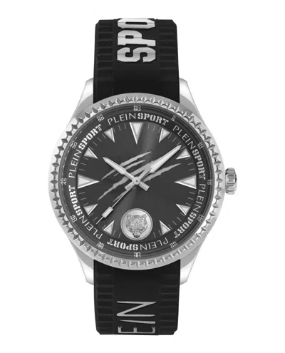 Plein Sport Mens Lineman Three Hand Quartz Black Silicone 45mm In Multi