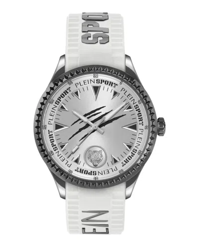 Plein Sport Mens Lineman Three Hand Quartz White Silicone 45mm In Multi