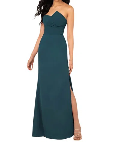 Sorella Vita Strapless Chiffon Bridesmaid Dress With Notched Neckline In Teal In Blue