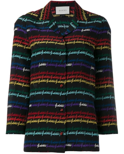Shop Gucci Signature Printed Silk Pyjama Top