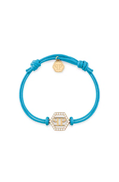 Philipp Plein Linked Crystal Cotton Cord Bracelet Woman Bracelet Gold Size Onesize Cotton In Gold