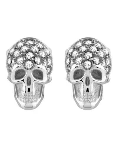 Philipp Plein Plein Enigma Crystal Stud Earrings In Silver