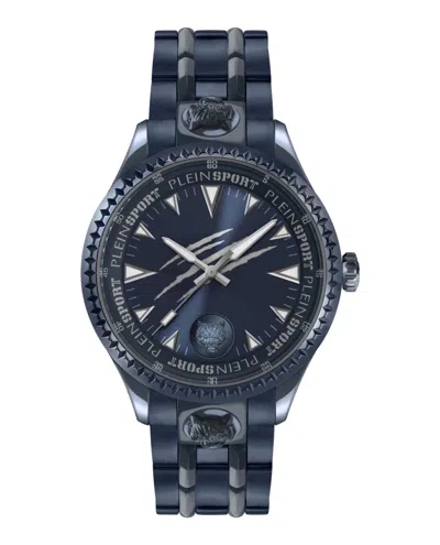 Plein Sport Mens Lineman Three Hand Quartz Blue Stainless Steel 45mm In Multi