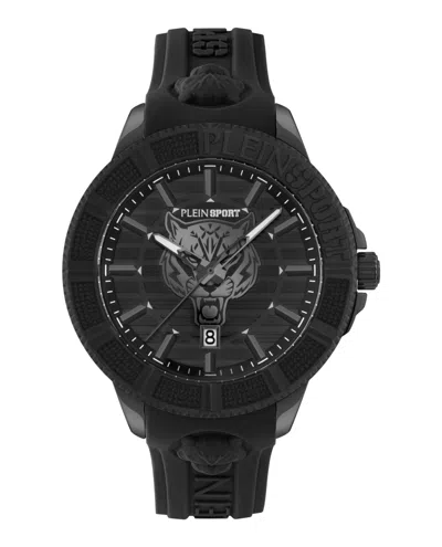 Plein Sport Men's City Rush 3 Hand Date Quartz Black Silicone Strap 45mm In Multi