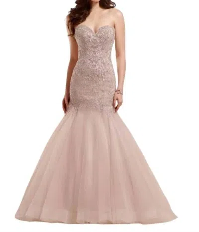 Essence Of Australia Fit And Flare Wedding Dress With Tulle Skirt In Ivory Over Moscato In Multi