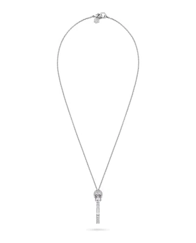 Philipp Plein Sliding $kull Crystal Cable Chain Necklace In Silver