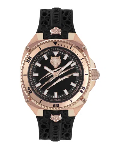 Plein Sport Mens Thunder Force Three Hand Quartz Black Silicone 47mm In Multi
