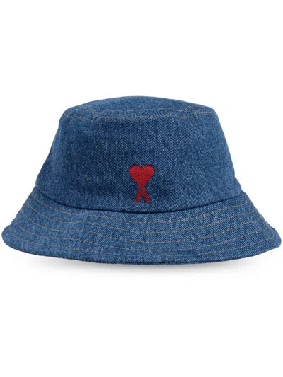 Ami Alexandre Mattiussi Ami Paris Blue Fisherman Hat With Logo Embroidered On The Front In Denim Woman In Used Blue
