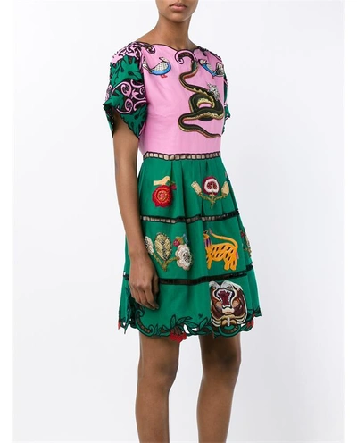 Shop Gucci Animal Embroidered Dress