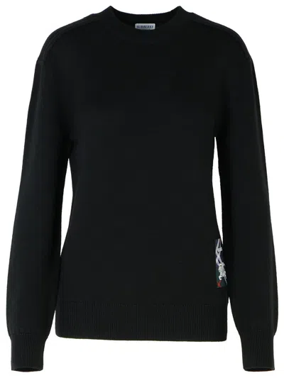 Burberry Ekd Patch Ribbed Knit Sweater In Black