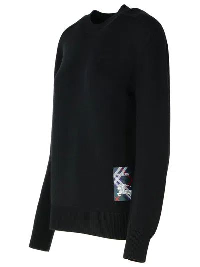 Burberry Ekd Patch Ribbed Knit Sweater In Black