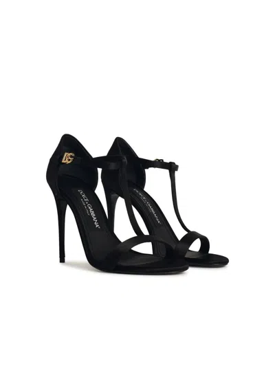 Dolce & Gabbana Woman Sandals Black Size 7.5 Textile Fibers In Black
